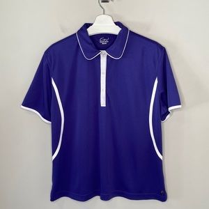 Cracked Wheat Blue and White Ladies Golf Polo Shirt